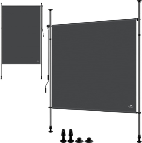 Markiza pionowa zaciskowa KESSER 200x310 cm - antracyt - PU - bez wiercenia