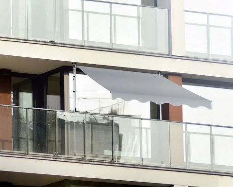 Markiza zaciskowa KESSER 200x180 cm - szara - poliester PU - bez wiercenia