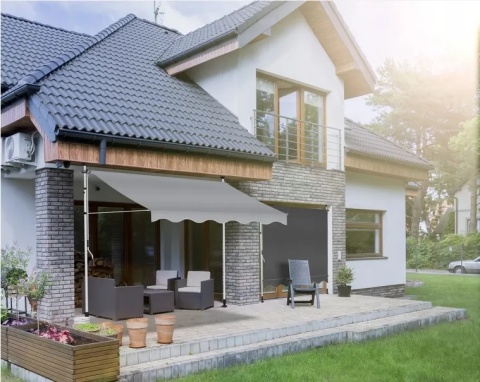 Markiza zaciskowa KESSER 200x180 cm - szara - poliester PU - bez wiercenia