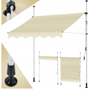 Markiza zaciskowa KESSER 300x180 cm – beżowa – poliester 600D PU – bez wiercenia