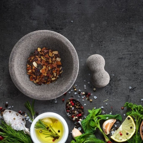 Moździerz kuchenny granitowy - szary - 20x9 cm - tłuczek - 3,1 kg