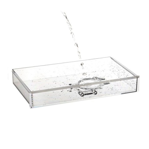 Organizer na kosmetyki z 3 szufladami - bambus/przezroczysty - 15x30x17,5 cm