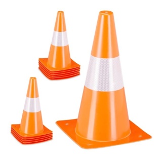 Pachołki treningowe 12 sztuk - pomarańczowe/białe - 31x18,5 cm - odblaskowe