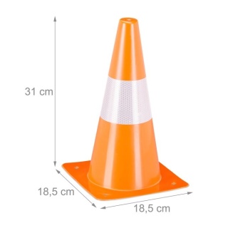 Pachołki treningowe 12 sztuk - pomarańczowe/białe - 31x18,5 cm - odblaskowe