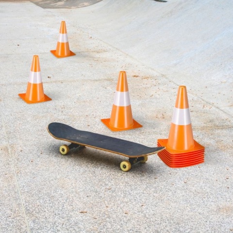 Pachołki treningowe 12 sztuk - pomarańczowe/białe - 31x18,5 cm - odblaskowe