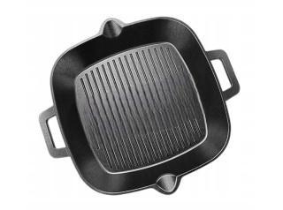 Patelnia grillowa żeliwna KESSER 26 cm - non-stick - do 300°C - indukcja/gaz/piekarnik