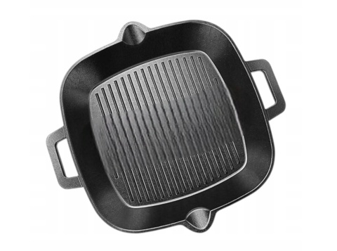 Patelnia grillowa żeliwna KESSER 26 cm - non-stick - do 300°C - indukcja/gaz/piekarnik