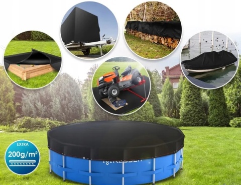 Plandeka okrągła KESSER 305 cm - 200g/m² - polietylen - linka stalowa
