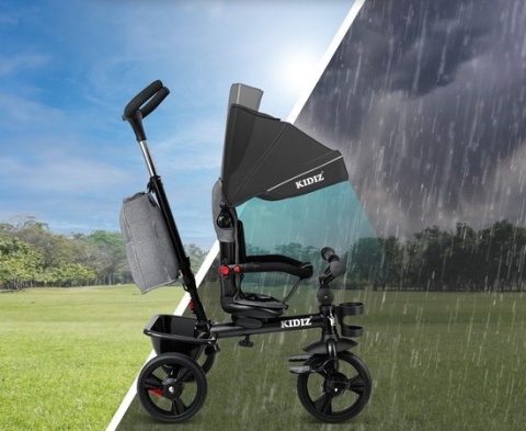 Rowerek trójkołowy 5w1 - 95x49x105 cm - stal/guma - czarny - do 30 kg