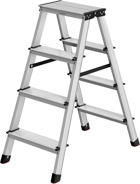 Składana drabina aluminiowa SONGMICS 4-stopniowa - udźwig 150 kg - lekka i stabilna