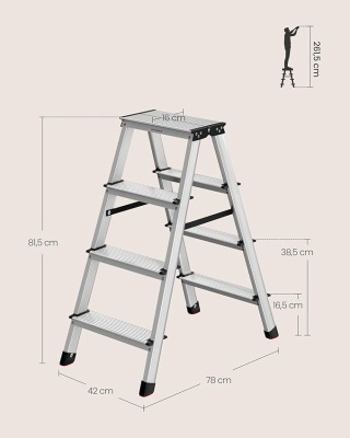 Składana drabina aluminiowa SONGMICS 4-stopniowa - udźwig 150 kg - lekka i stabilna