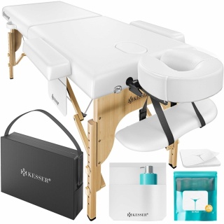 Stół do masażu z zagłówkiem 210 cm - biały