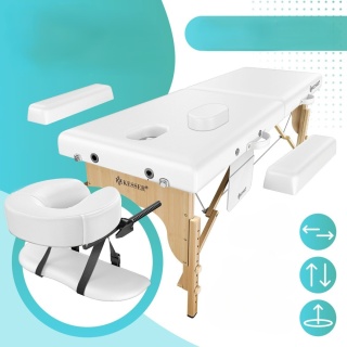 Stół do masażu z zagłówkiem 210 cm - biały