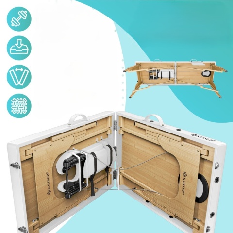 Stół do masażu z zagłówkiem 210 cm - biały