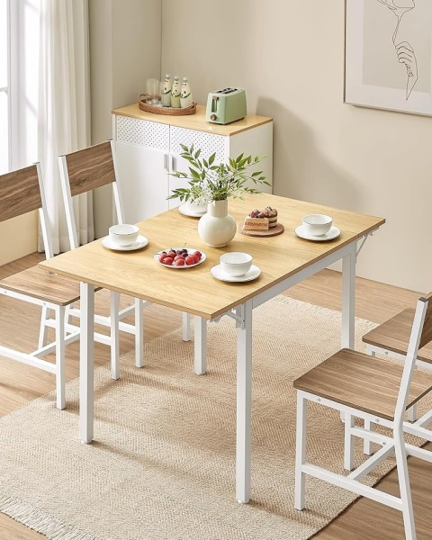 Stół składany kuchenny 120x78x76,2 cm dla 2-4 osób biały dąb