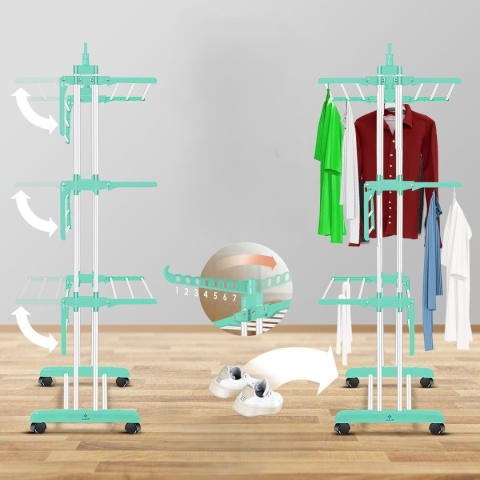 Suszarka wieżowa KESSER 4-poziomowa - 172x76x60 cm - 62 szt. prania - do 50 kg - z kółkami