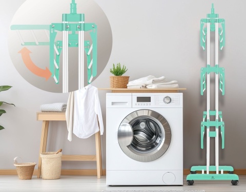 Suszarka wieżowa KESSER 4-poziomowa - 172x76x60 cm - 62 szt. prania - do 50 kg - z kółkami