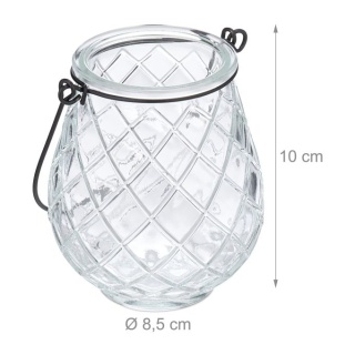 Świecznik szklany na tealight 8 sztuk - przezroczysty/czarny - 10,5x8,5 cm