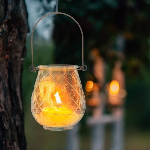 Świecznik szklany na tealight 8 sztuk - przezroczysty/czarny - 10,5x8,5 cm