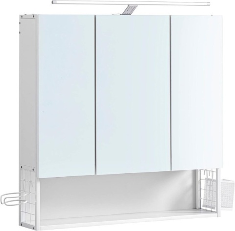 Szafka łazienkowa z lustrem i lampą LED - 3 drzwi, regulowana półka