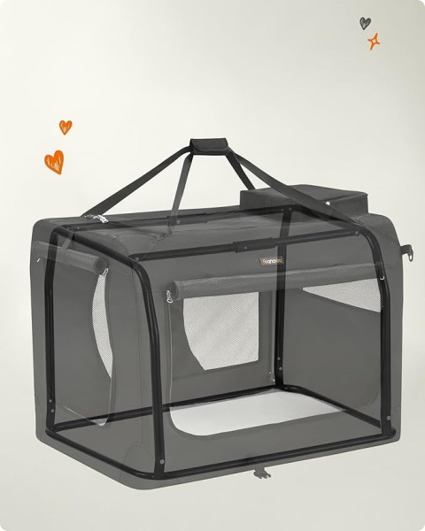Transporter dla psa FEANDREA 102×69×69 cm - Składany - Czarny - Metalowa rama