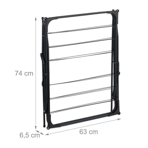 Wieszak na pranie składany - 138x63x49 cm - 50 klamerek - czarny