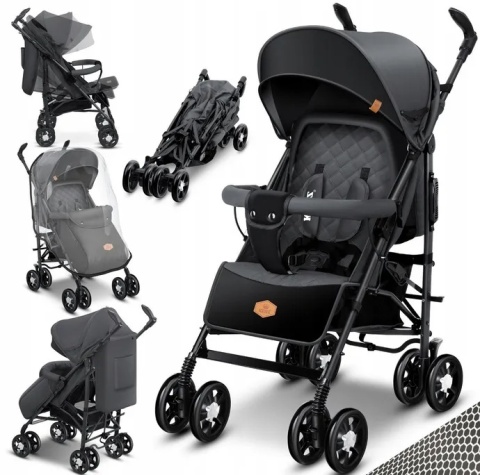 Wózek spacerowy KIDIZ City Pro – antracyt – 7,4 kg – stalowy – koła EVA 6”