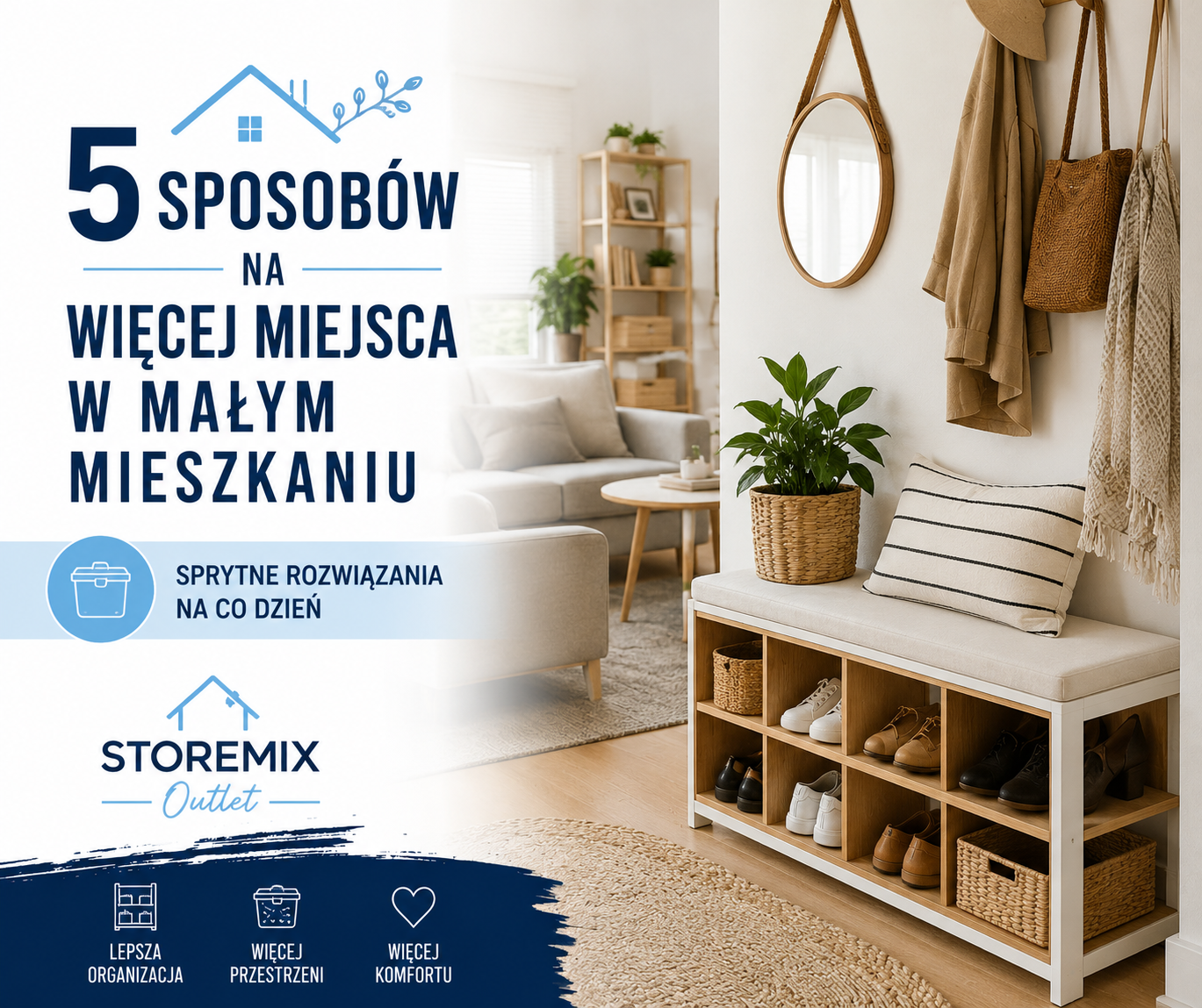 🏡 5 sposobów na więcej miejsca w małym mieszkaniu