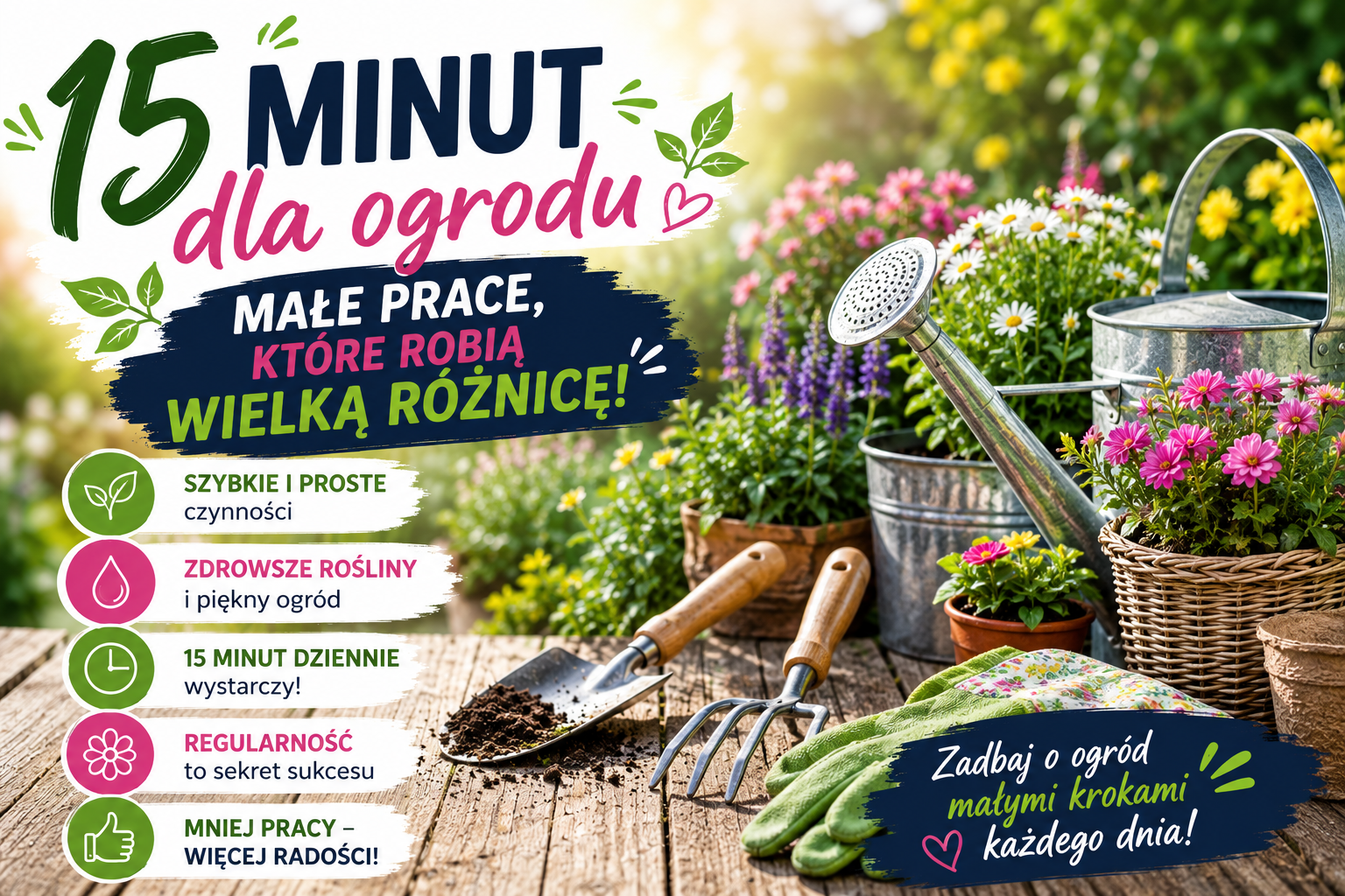 🌿 15 minut dla ogrodu – tyle wystarczy, by Twój ogród zachwycał każdego dnia!